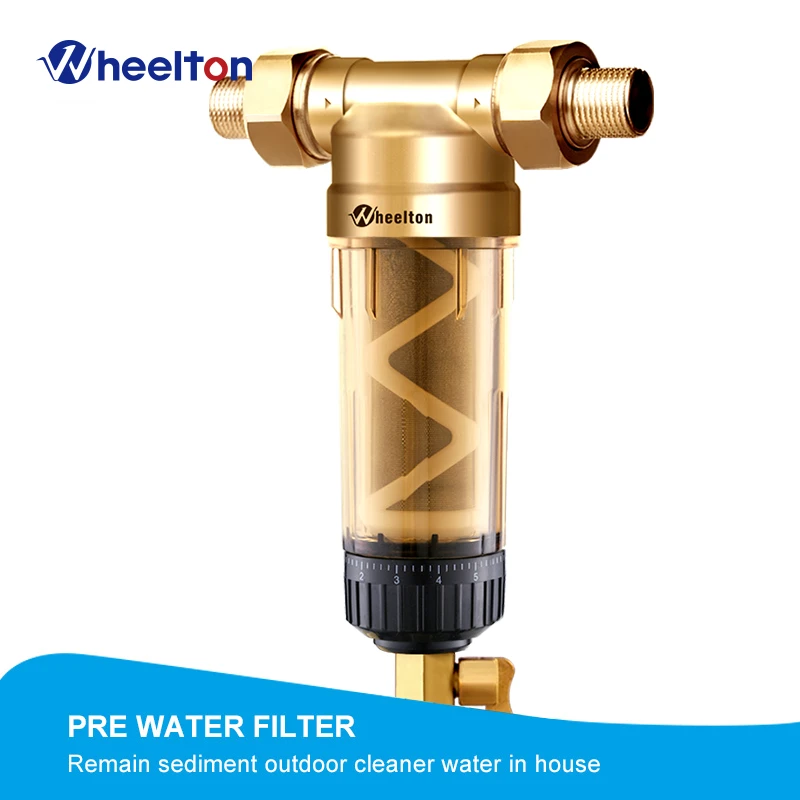 Wheelton Water Pre Filter (WWP-02S) Carry Two Wipers Euro-Standard Brass 30Years Lifitime Purifier Whole House 1/2