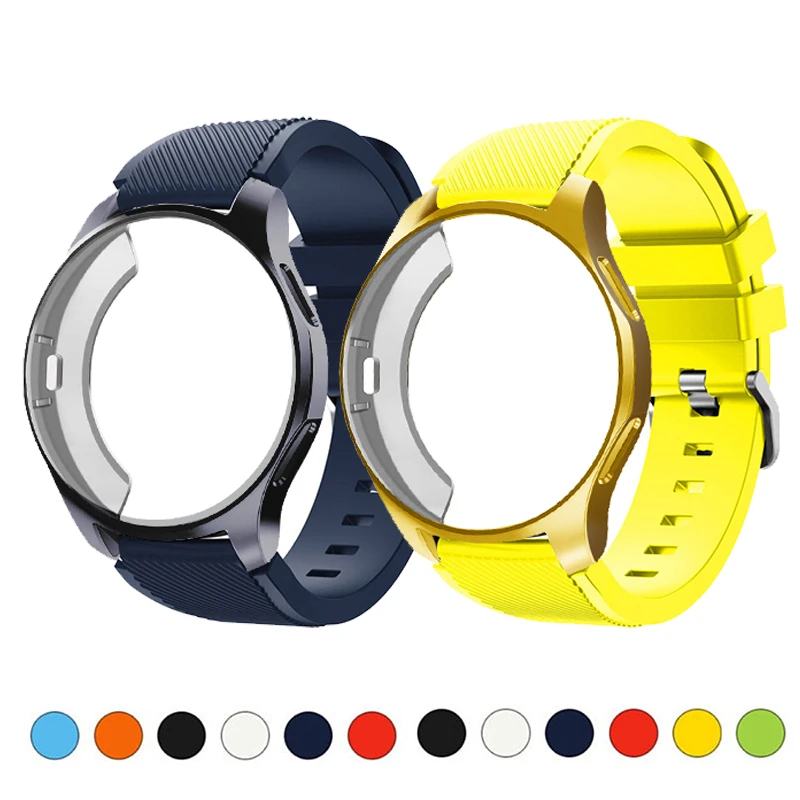 Silicone Case+band For Samsung Galaxy watch 46mm/42mm strap Gear S3 Frontier Band watchband+Protector case samsung watch 42 46mm