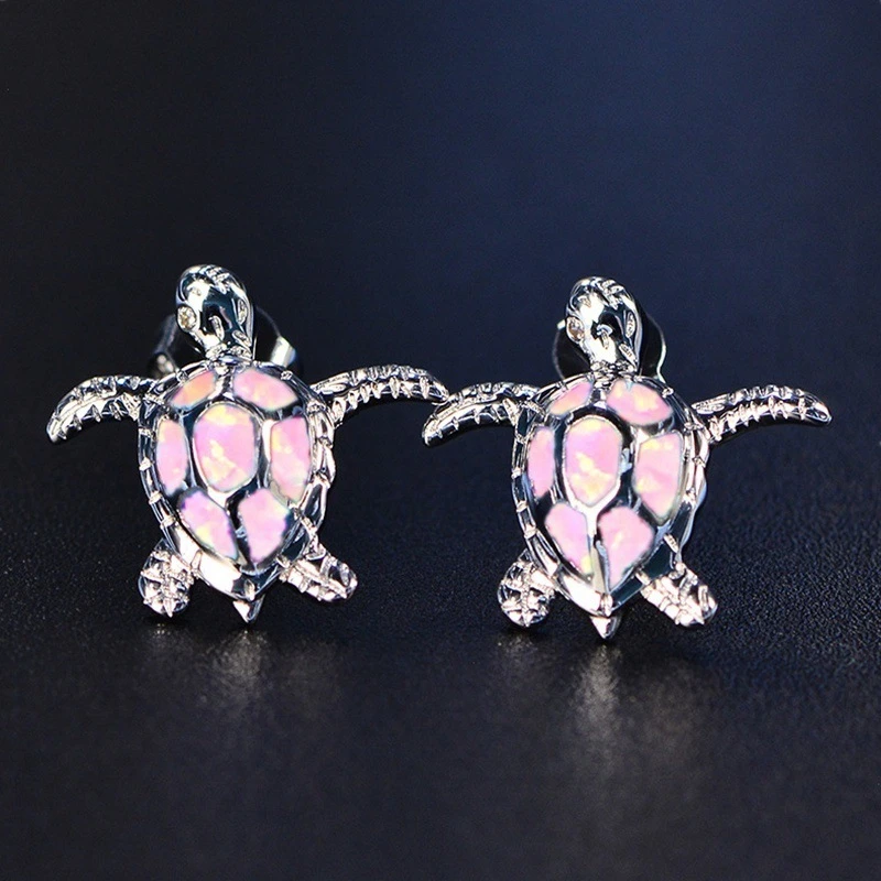 Modern Women's Earrings 2021 Cute Sea Turtle Stud Earring For Women Accessories Fashion Imitation Opal Earrings Beach Jewelry