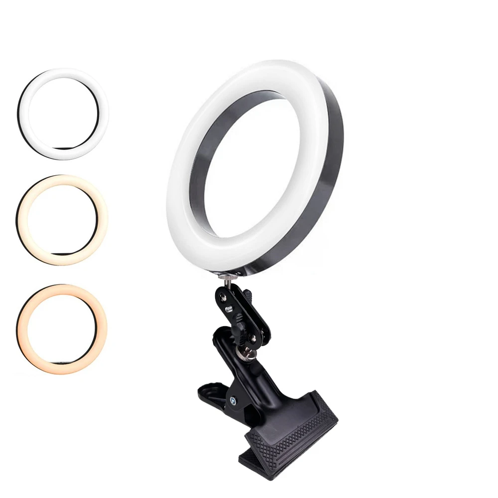 Protable Selfie Ring Light Lamp Fill Light Ringlight With Clip for Youtube Live Streaming Studio Video LED Dimmable Photography