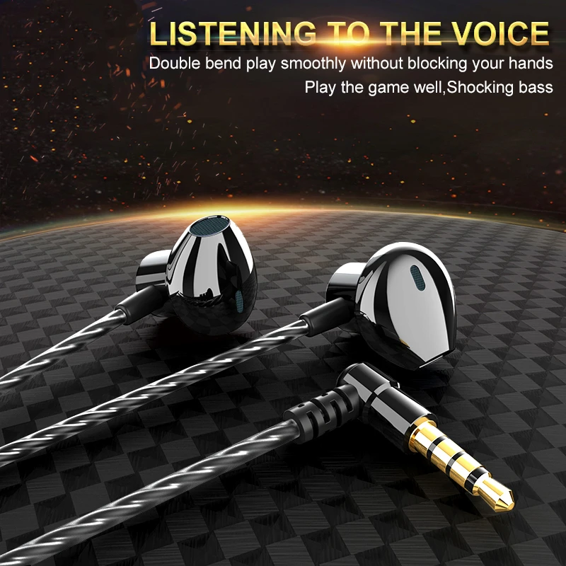 New Metal wired Earphone Corded Headset For Mobile Phone PC Gaming WIred Earphone 3.5mm IN-EAR Headset Comfortable earphone