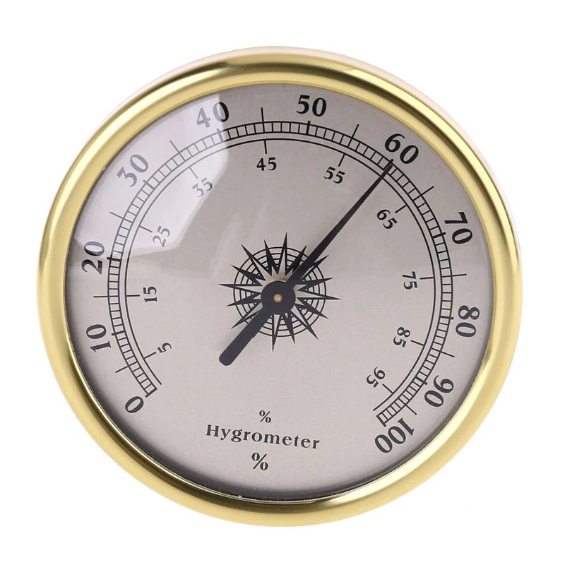 72mm Mini Round Gold Hygrometer Humidity Meter Gauge No battery Needed