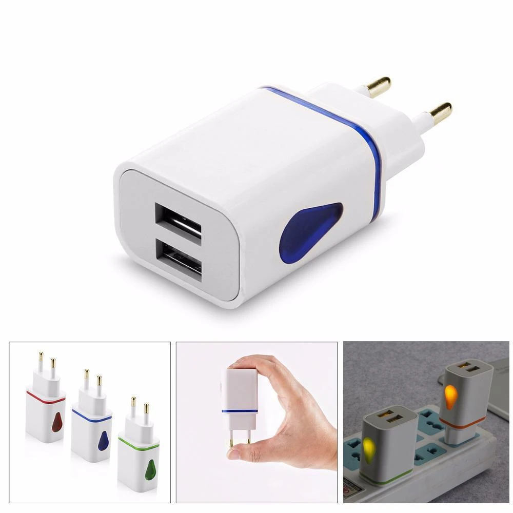 USB Wall Charger Dual Port 5V 2A Adapter Output Travel Plug Power Adapter Universal Compatible USB For Phone/Tablet EU US Plug