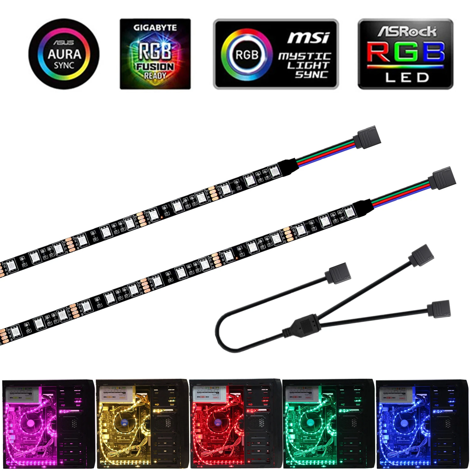 RGB Gaming 5050 LED Strip Light RGB For 12V Aura Sync Motherboard Control PC Computer case 4 Pin RGB-Header(+12V,G,R,B)