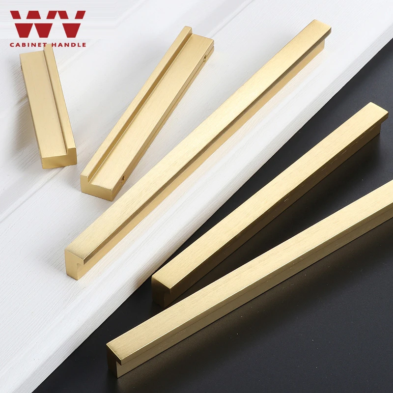 WV American Cabinet Handles Brushed Gold Black Kitchen Cupboard Drawer Knobs and Pulls Aluminum Alloy Furniture Handle Hardware