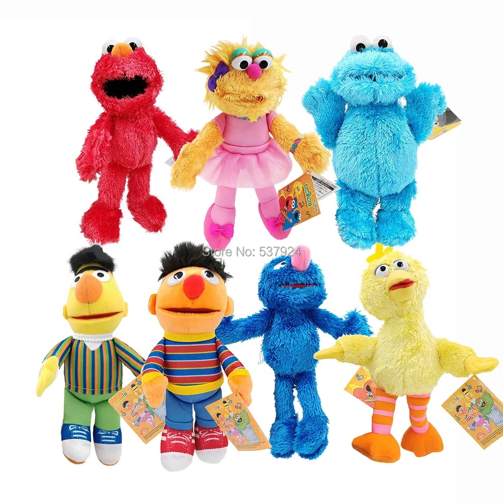 New Sesame Street Hand Puppet Elmo Grover Cookie Big Bird Bert Ballerina Oscar Zoe Emie Beanie Frog 20-33CM Plush Doll