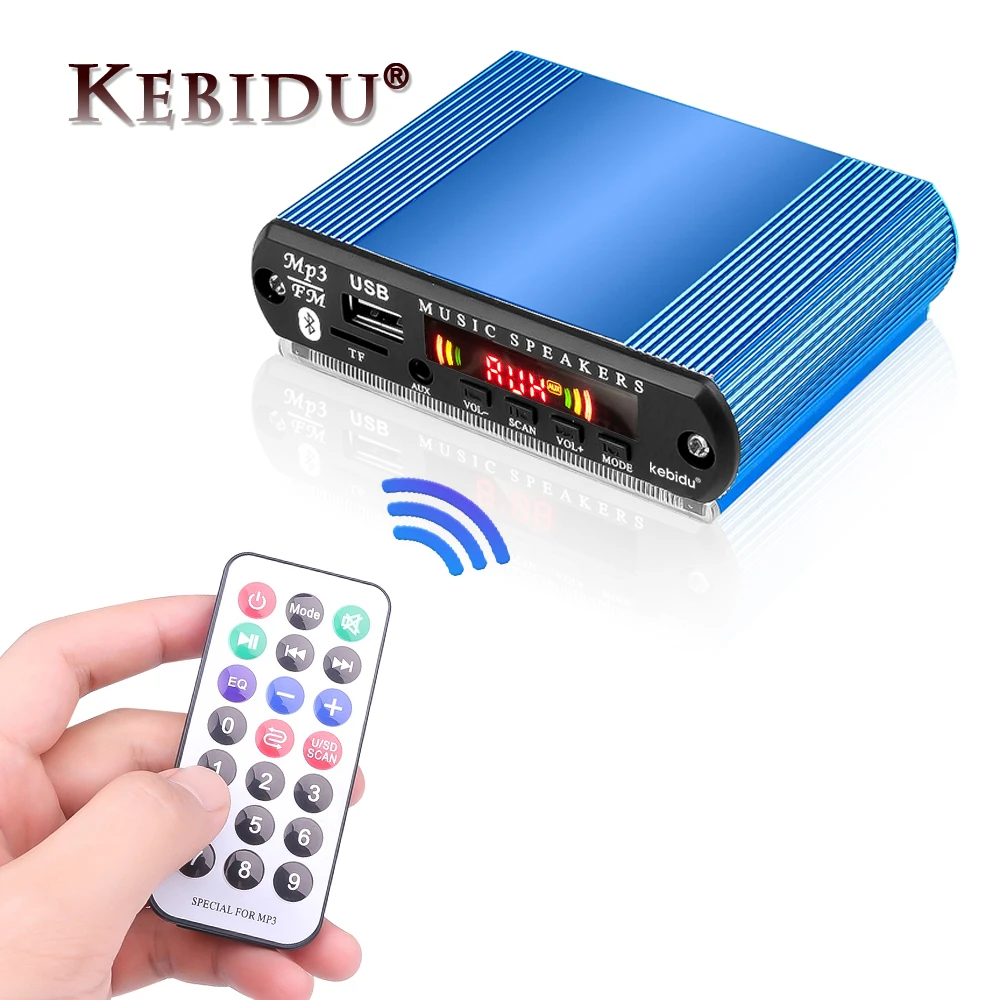 Kebidu 12V Handsfree Bluetooth Car Radio Stereo Mp3 Player Decoder Board Support FM TF card AUX Recording With MIC Car Speaker