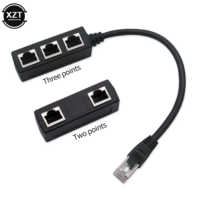 3 in 1 RJ45 Splitter LAN Ethernet Network RJ45 Connector Extender Adapter Cable for Networking Extension 1 Male to 2/3 Female