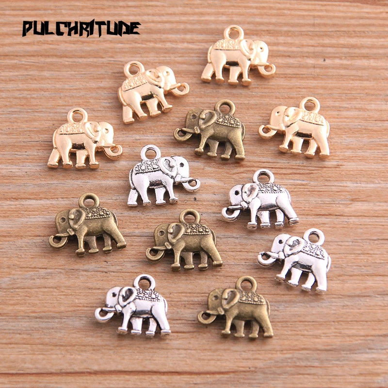 20pcs 12*13mm Three Color Metal Zinc Alloy Small Elephant Charms Fit Jewelry Animal Pendant Charms Makings