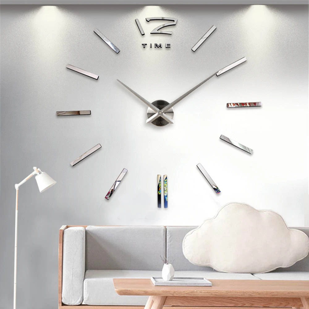 3D Wall Clock Modern Design DIY Acrylic Mirror Wall Stickers for Living Room Bedroom Home Decor Quartz Needle Europe horloge Hot