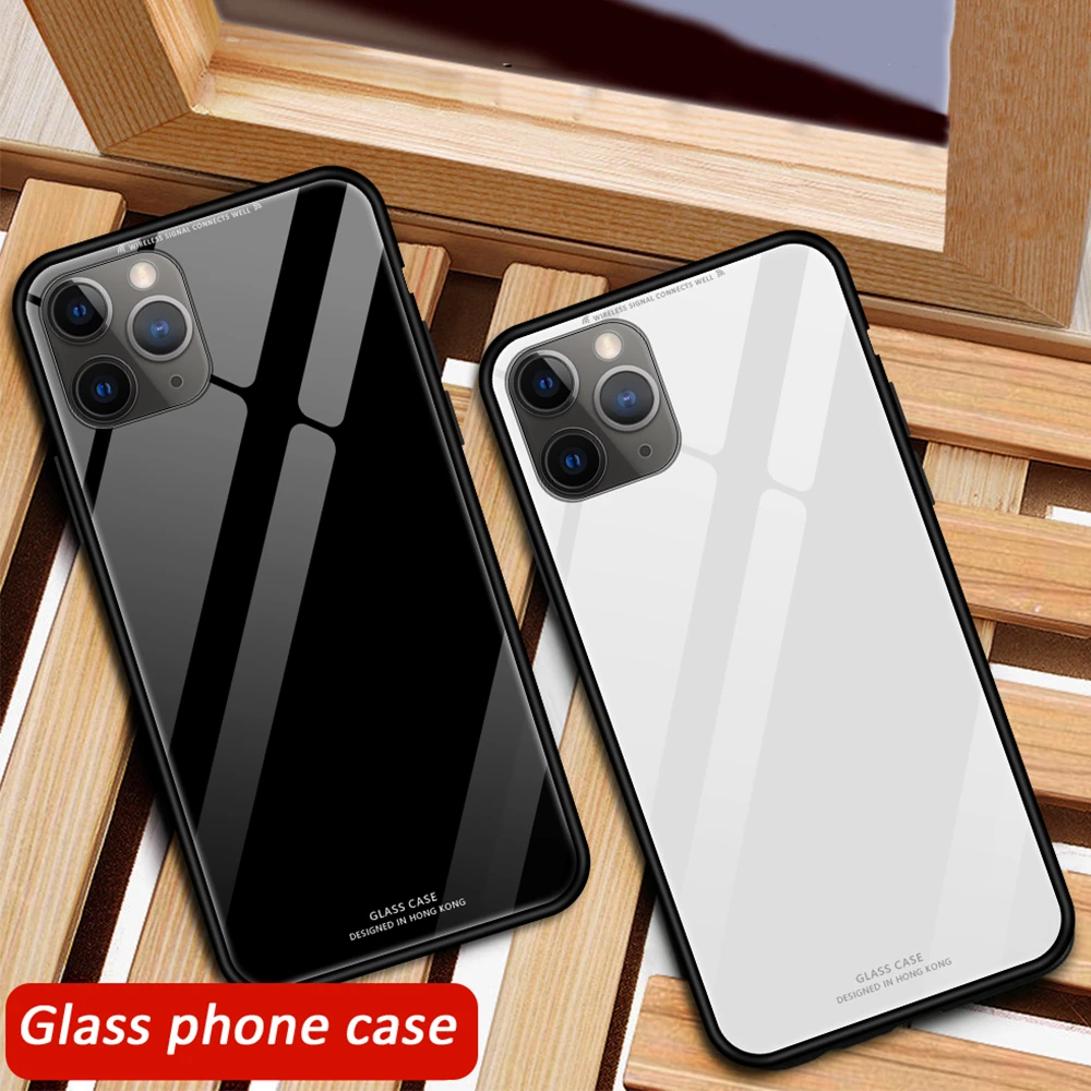 Tempered Glass Phone Case For iPhone X XS Max 7 8 Plus 6 6S Plus 11 Pro Max 11 Hard Protective Glass Case For iPhone XS XR Cover