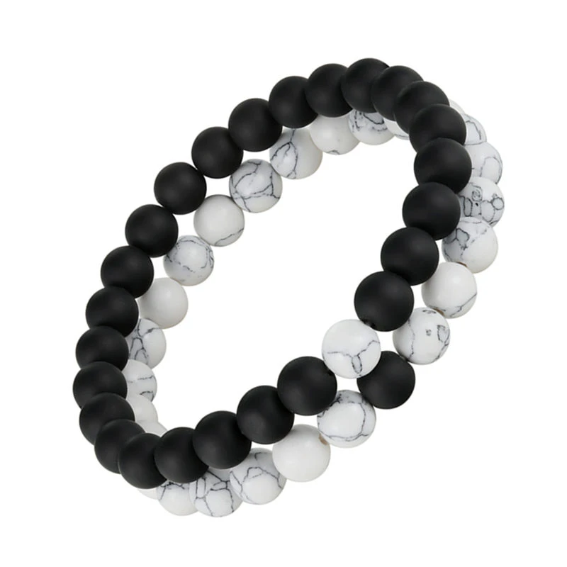 2pcs/set Distance Bracelet Crown Beads Charm Natural Stone Bracelets for Women Men Couples friendship bracelets Jewelry Gifts