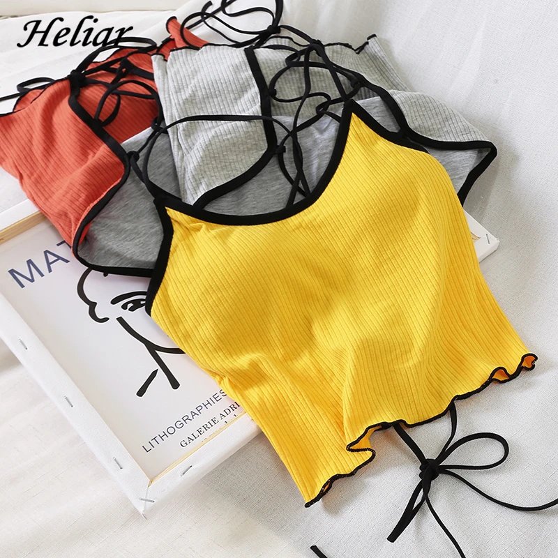 HELIAR Women Halter Tops Backless Bandage Sexy Crop Tops Women Lingerie Underwear Tops Padded Cotton Crop Tops Women Summer