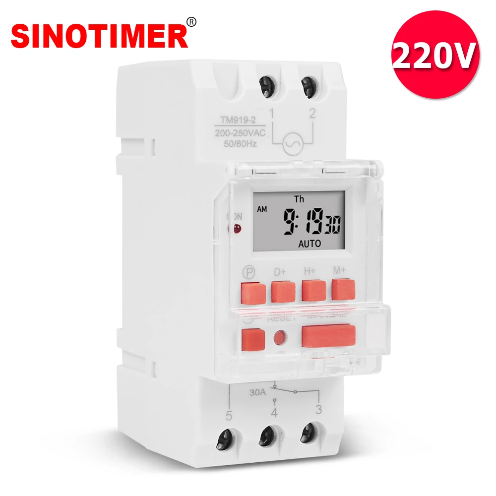 Heavy Load 5000W Digital Timer Switch Programmable 24hrs Automatic Switch for  LED Lighting Loading ON/OFF