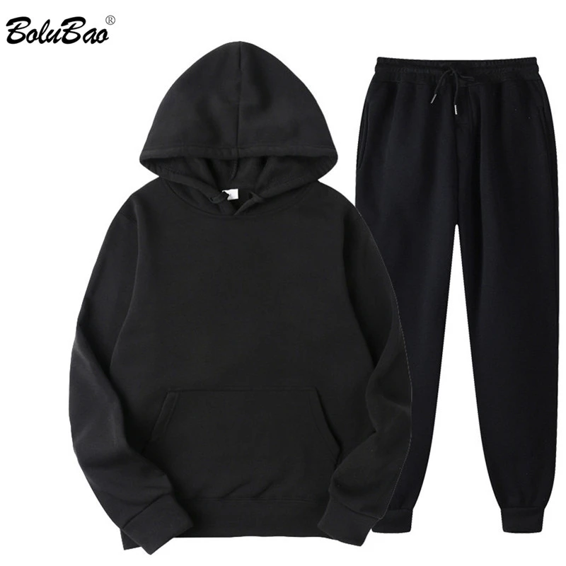 BOLUBAO Spring New Men Casual Sets Brand Men Solid Hoodie + Pants Two-Pieces Casual Tracksuit Sportswear Hoodies Set Suit Male