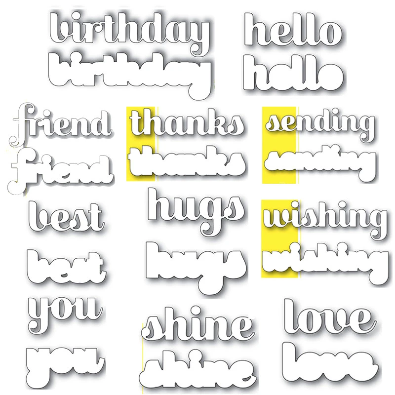 Stacking Hello Friend Thanks Best Hugs You Shine Love Sending Cutting Dies for DIY Scrapbooking Embossing Cards Crafts 2020 New