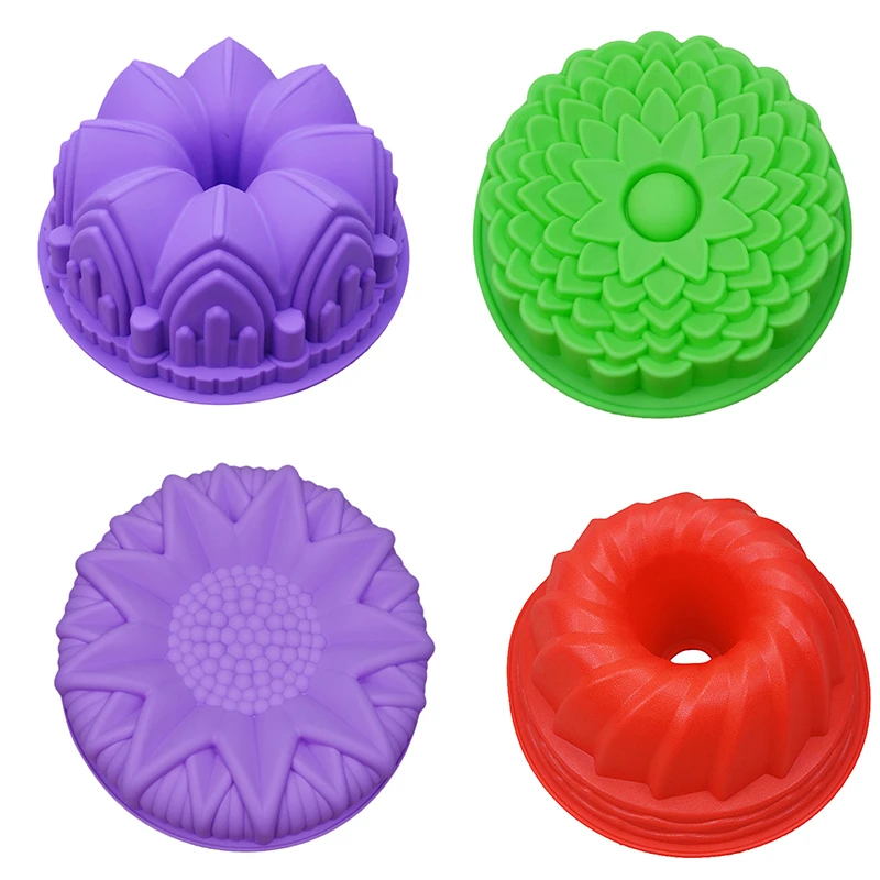 Silicone Cake Molds Flower Crown Shape  Baking  mold kitchen Tool 3D Bread Pastry Mold Pizza Pan DIY Birthday Wedding Party