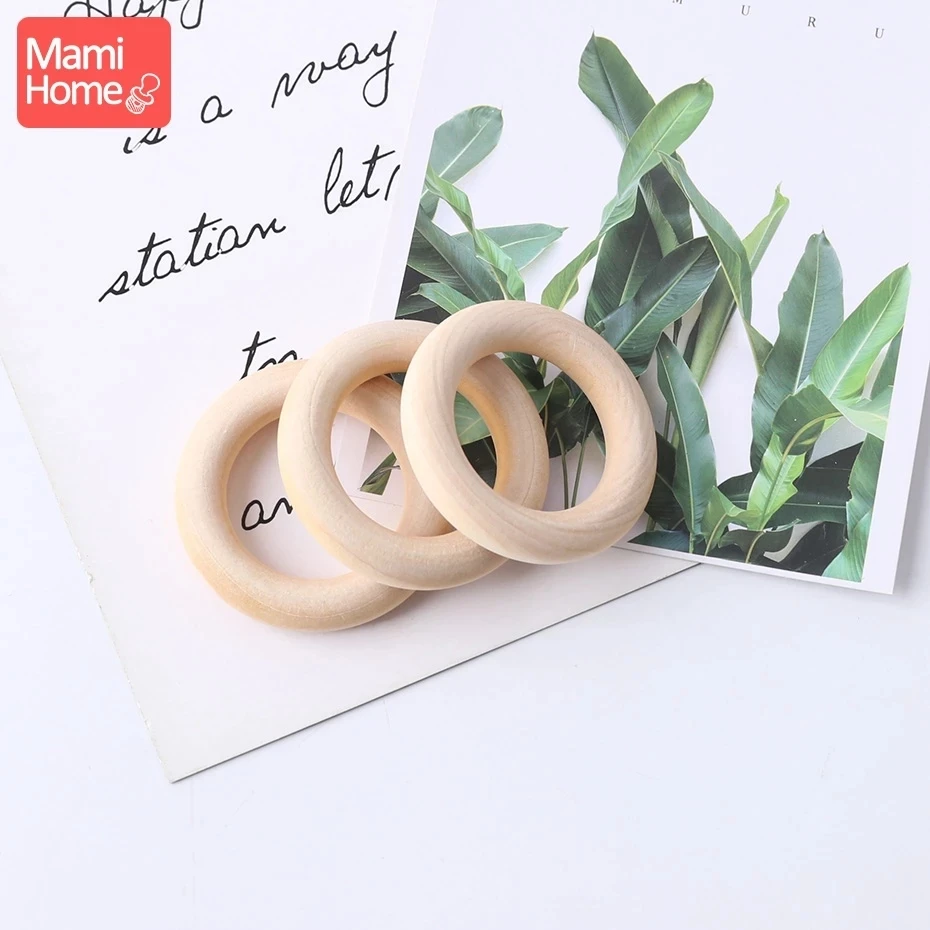 Mamihome 10/5/3pc Maple Wooden Ring Wood Teething Children Goods DIY For Nursing Necklace Rattles Wooden Blank Rodent Bpa Free