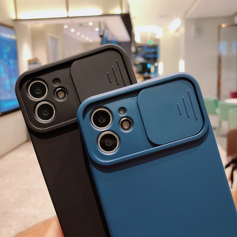 Camera Lens Protection Liquid Silicone Case on For iPhone 11 12 Pro Max 8 7 6 6s Plus Xr Xs Max X 13 12 Lens push and Pull Cover