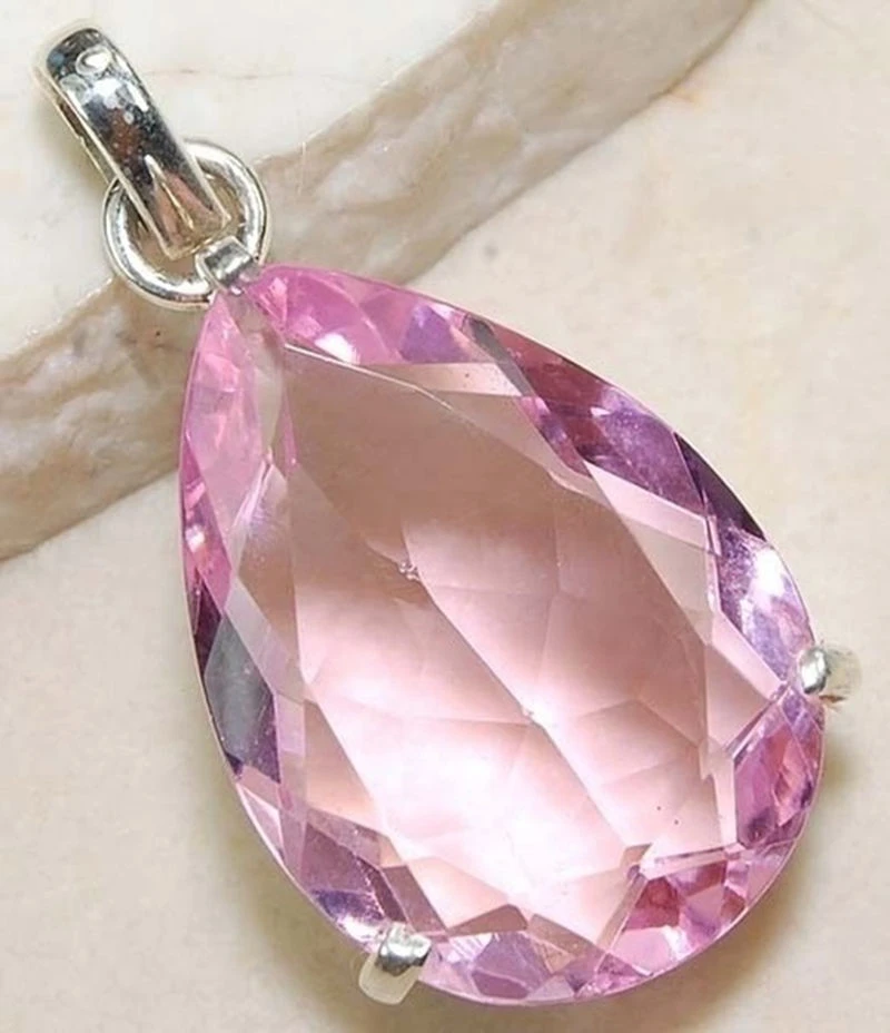 Elegant Pink Big Crystal Zircon Water Drop Pendants for Women Fashion Jewelry Wedding Engagement Pendant Accessories (no chains)