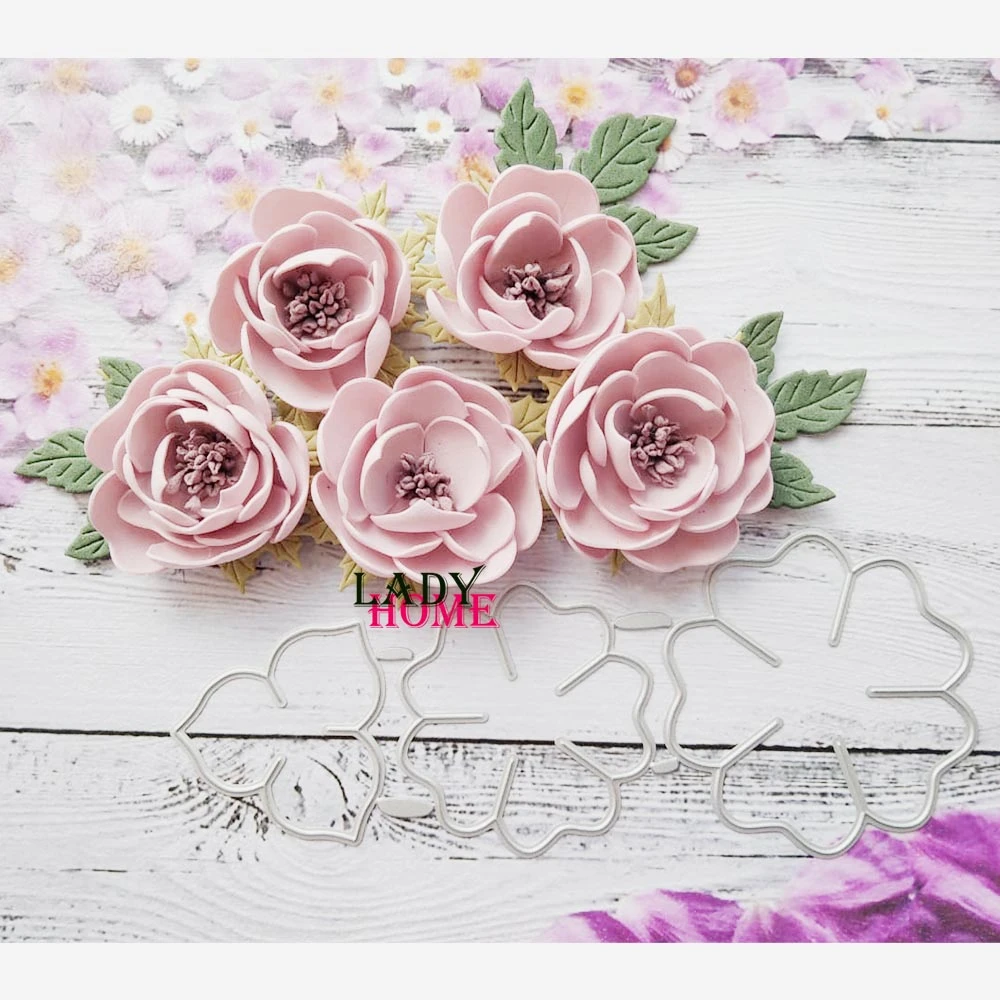 3Pcs Rose Flowers  Metal Cutting Die for Craft Dies Stencil Template Scrapbooking Embossing Knife Mould Punch Making Cards Dies