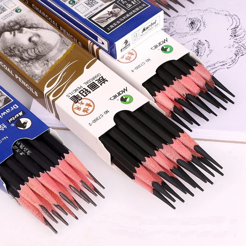 Maries Professional Sketch Pencils Drawing HB 2H B 2B 3B 4B 5B 6B 7B 8B 10B 12B 14B Hard Medium Soft Charcoal Art Stationery