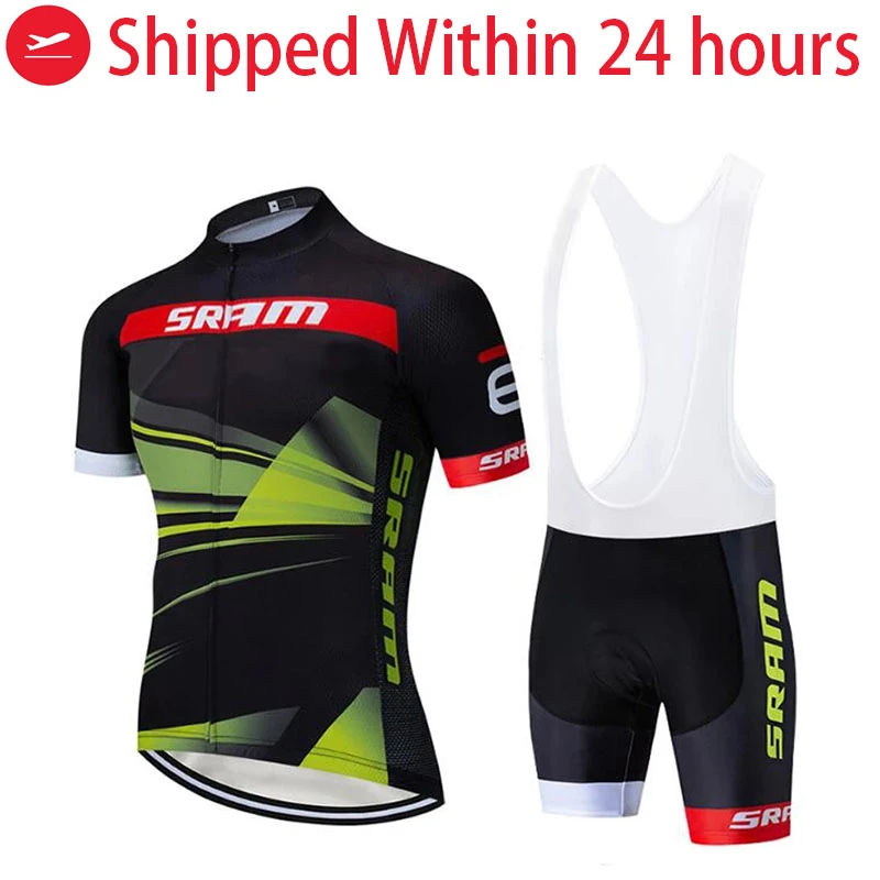 Black SRAM Cycling Team Clothing Bike Jersey 20D Bike Shorts Ropa Ciclismo Quick Dry Mens Summer BICYCLING Maillot Culotte Set