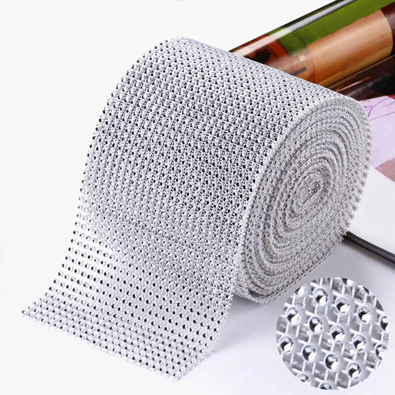 12cm*91.5cm Diamond Mesh Roll Acrylic Ribbons Crystal Tulle Bling Bridal Party Birthday Wedding DIY Decoration Bouquet Cake Wrap