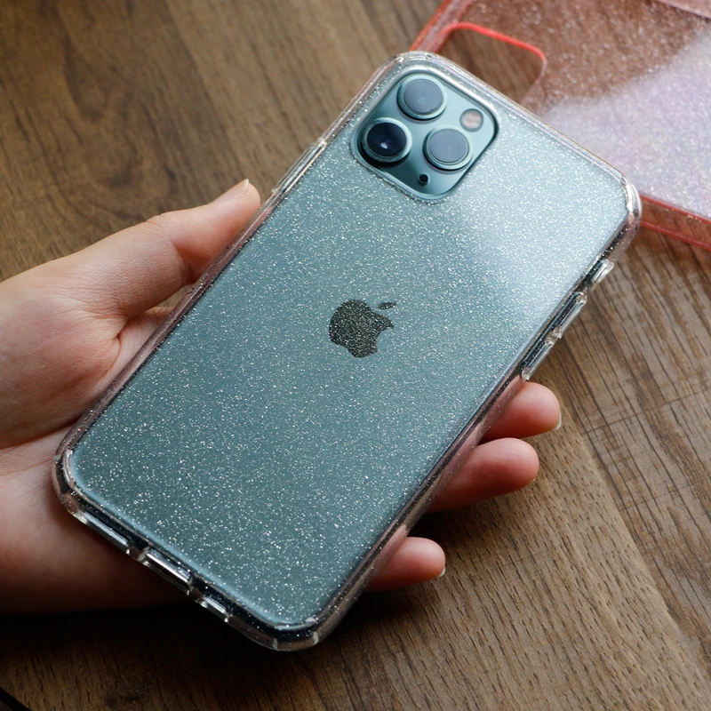 Bling glitter Transparent armor Case for iphone 11 11Pro 13 Pro 12 Pro Max X XR XS Max 7 8 Plus hard PC cover Protective shell