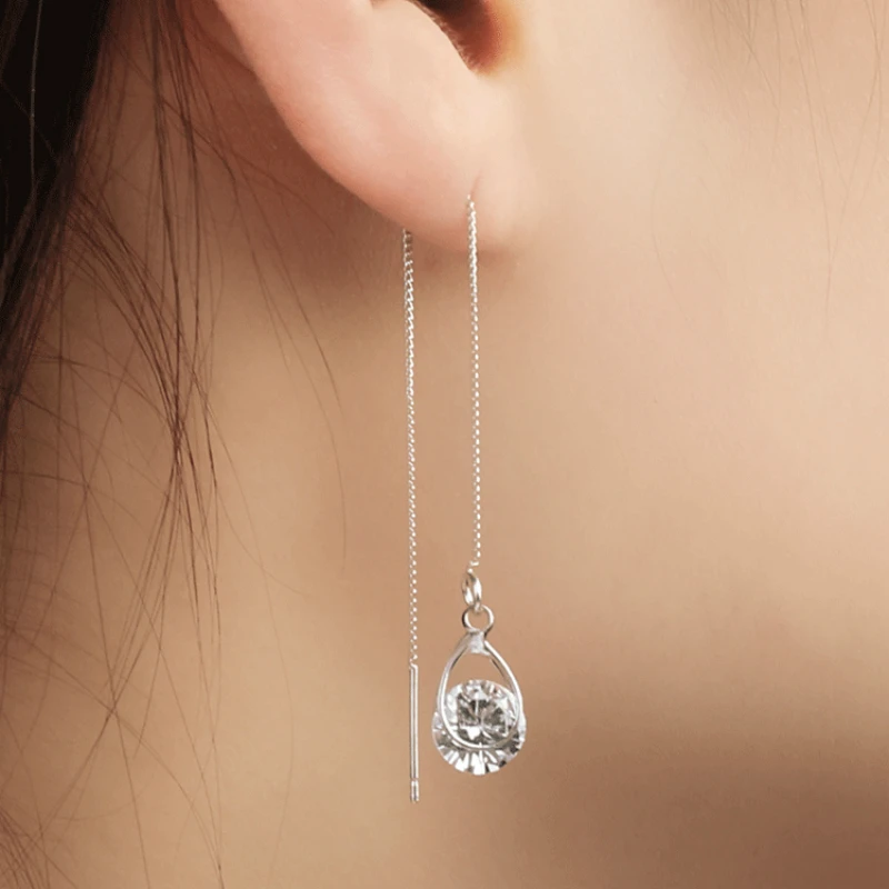 2020 New Fashion Crystal Jewelry Long Drop Rhinestone Tassel Dangle Earrings Oorbellen Brincos Earrings For Women Wedding Earing