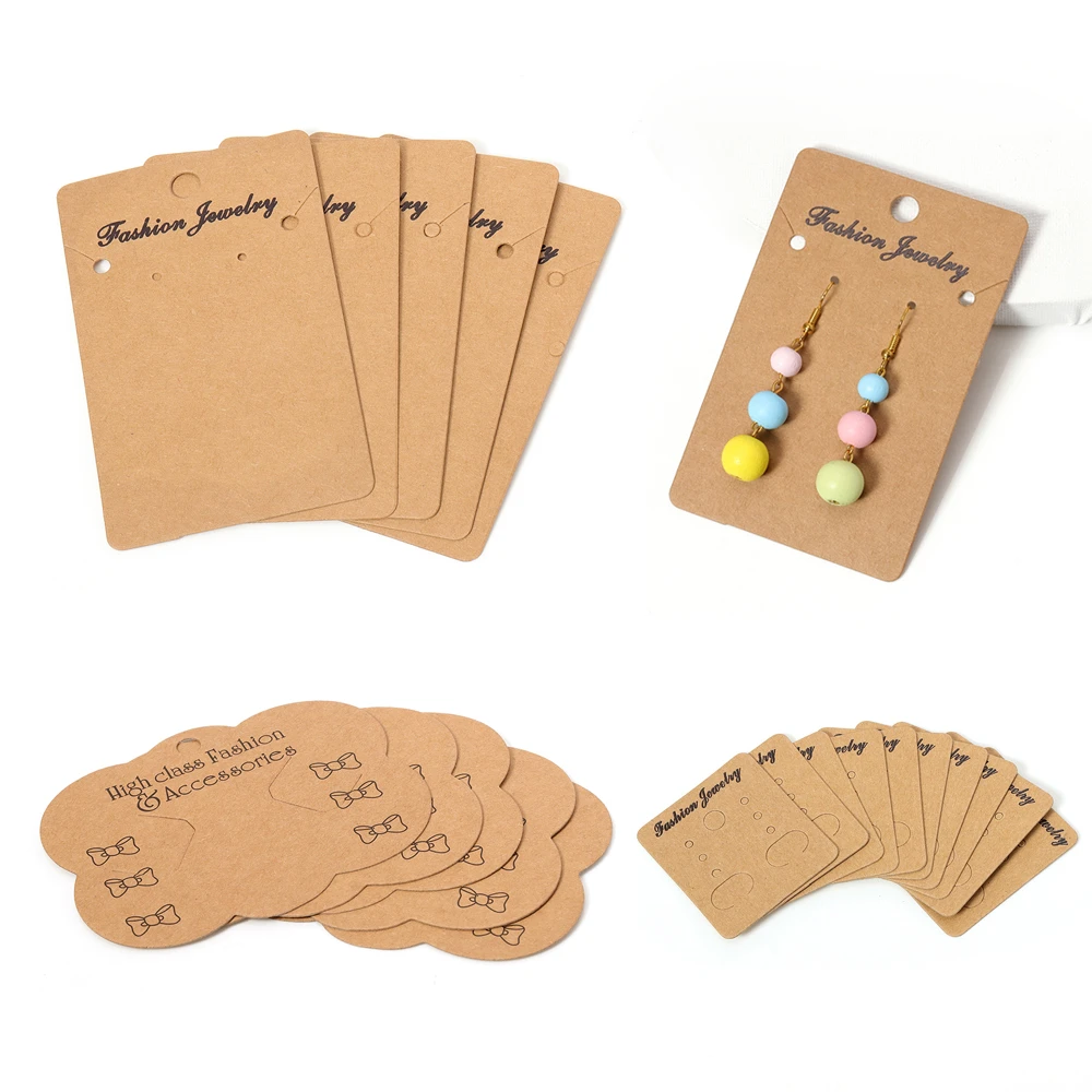 50pcs Earrings Necklaces Display Card Cardboard Earring Packaging Hang Tag Card Ear Studs White Paper Card Jewelry DIY Wholesale
