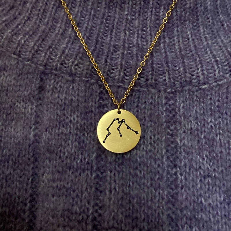 Star Zodiac Sign 12 Constellation Necklaces For Women Men Kids Gold Chain Aries Leo Taurus Gemini Cancer Choker Birthday Gifts
