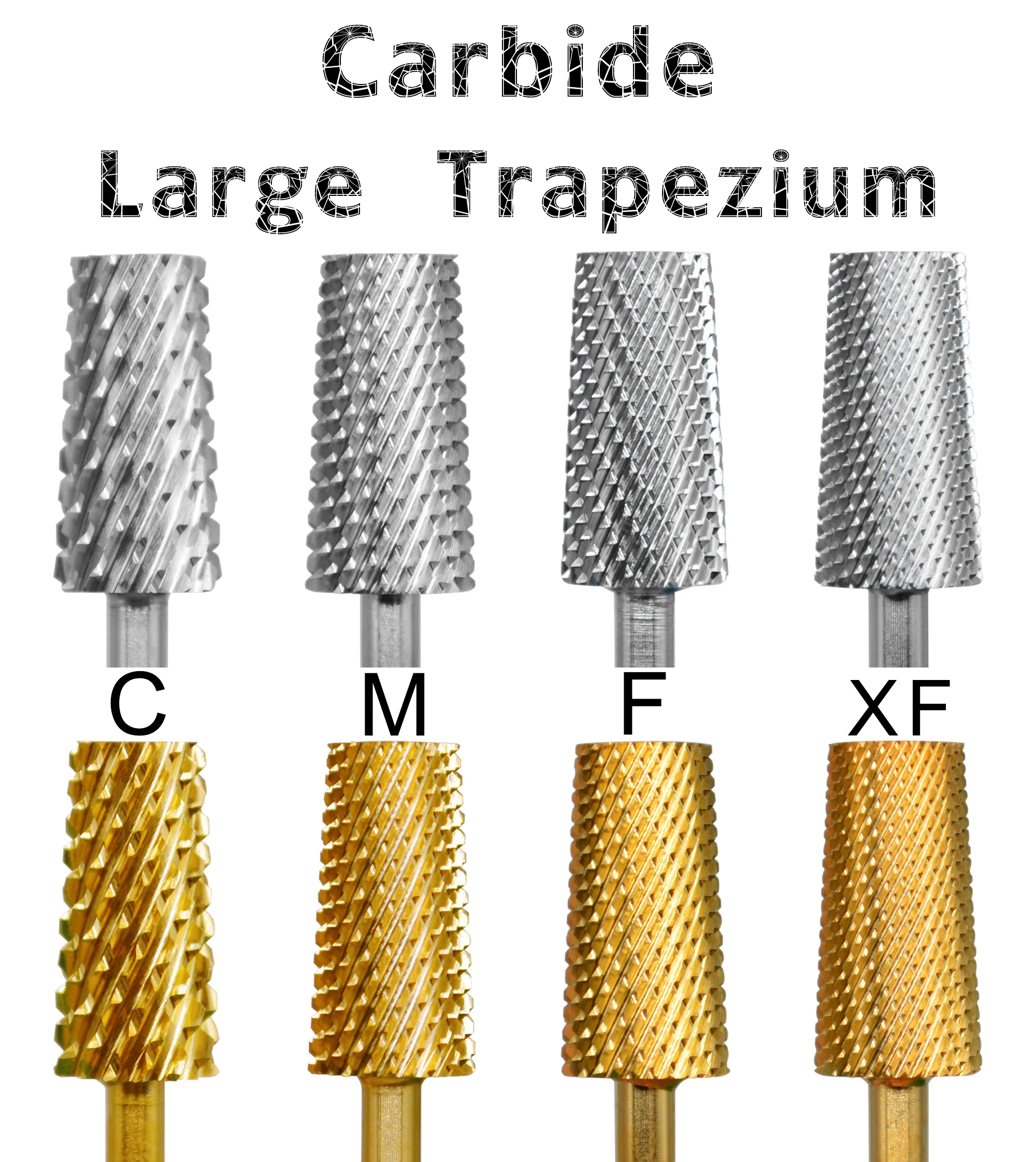 Proberra 6.6 Large Trapezium Tapered Barrel Gold Silver Tungsten steel Carbide milling cutter nail drill bit manicure pedicure