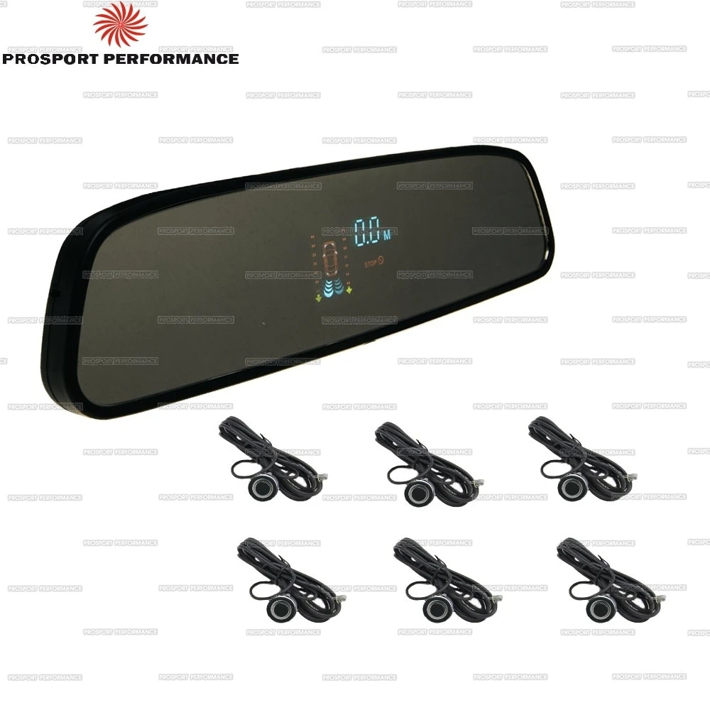 PARKTRONIC mirror for auto with sensors, digital car radar, LED display viewing angle 70 degree tuning