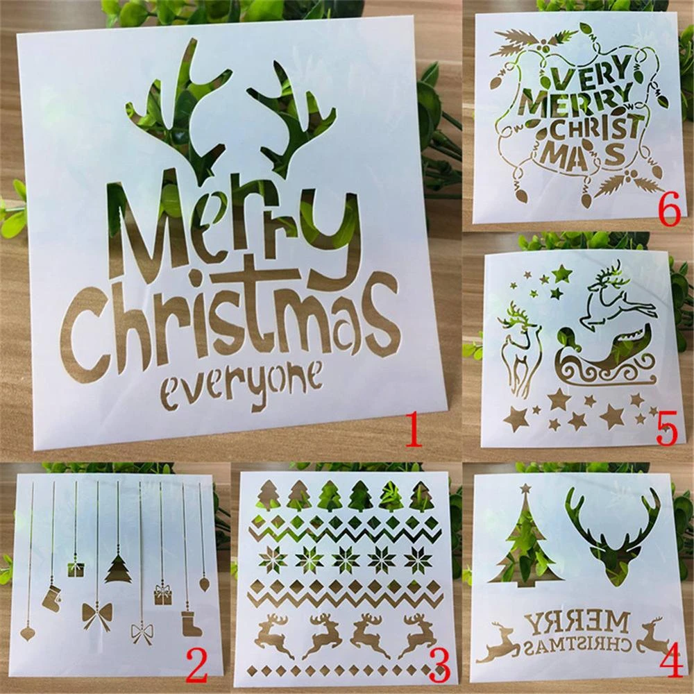 Christmas Stencils Templates Deer Decor DIY Graphics Painting Scrapbooking Stamp Ornament Album Embossed Template Reusable