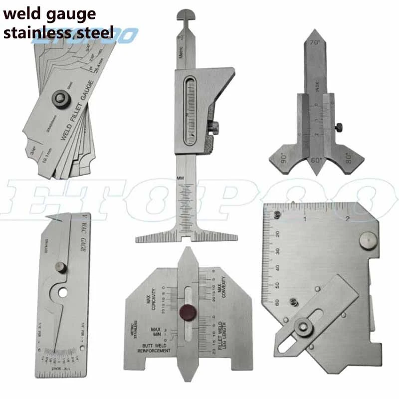 Welding Gauge Weld Inspection Gage Weld Seam Bead/Fillet/Crown Test Ulnar Ruler Degree Angle Measure tool HI-LO PipeFeeler Gauge