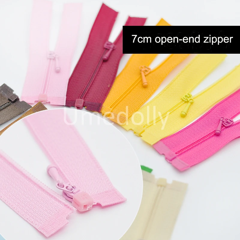 1pcs 7CM Open End Mini Zipper for DIY Doll Coat Blyth Barbies Dress Clothes Zipper Handmade Clothing Sewing Accessory