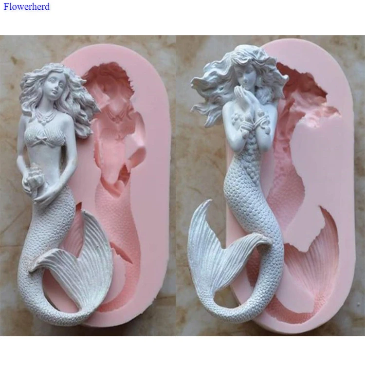 New Mermaid Silicone Mould Fondant Cake Silicone Mould Fishtail Chocolate Mould Birthday Wedding Decoration DIY Chocolate Mold