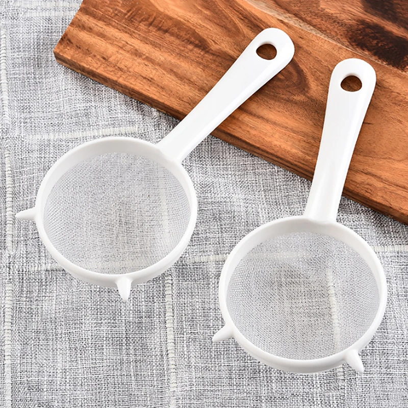 Kitchen Reusable Handheld Plastic Screen Tea Leaf Strainer Flour Sieve Colander Mesh Sieve Filtering Food Kitchen Accessories