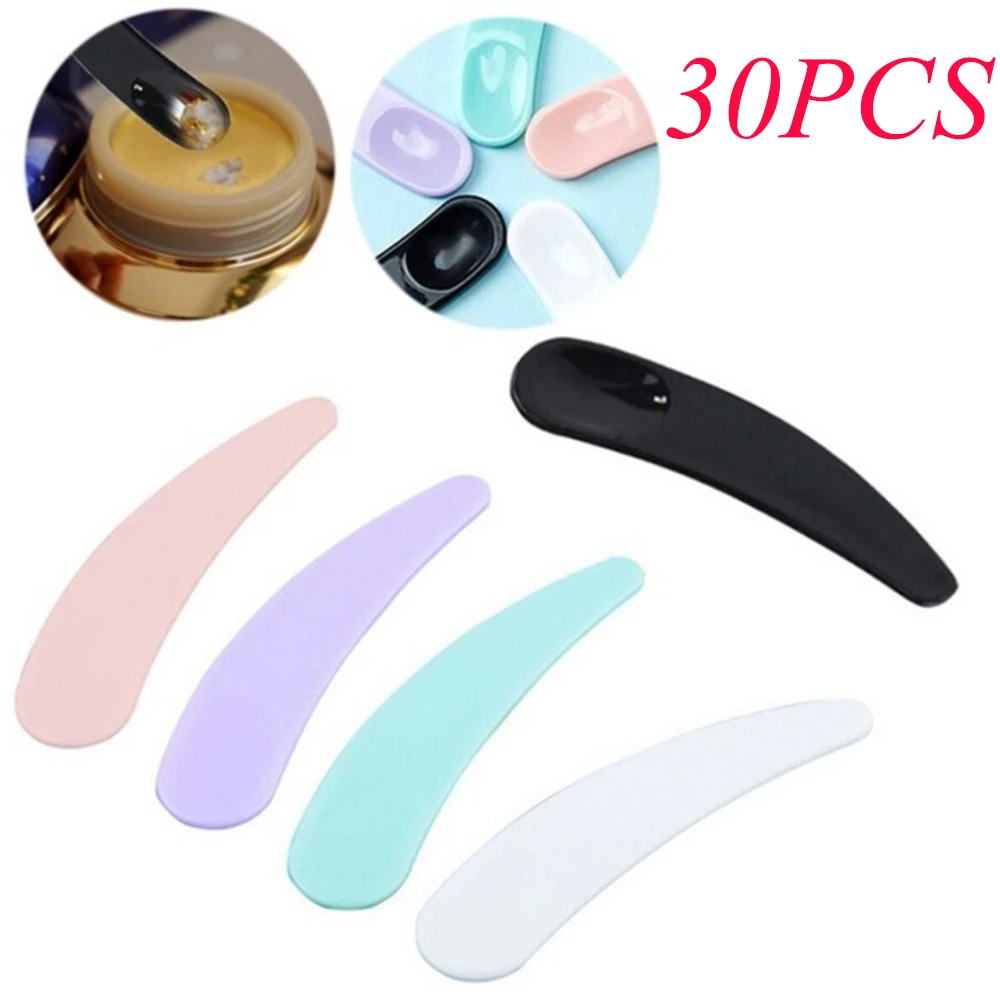 30Pcs Mini Cosmetic Spatula Disposable Curved Scoop Makeup Mask Cream Spoon Eye Cream Stick Make Up Face Beauty Tool Kits