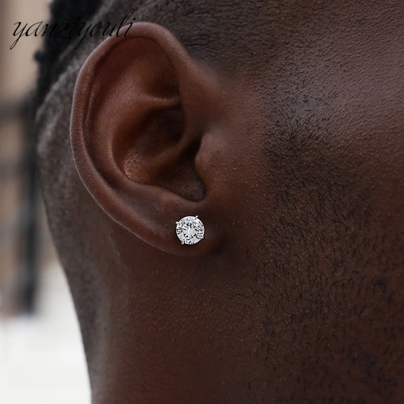 Fashion Cool Super Bling Titanium Steel Zircon Stud Earing For Women Men Crystal Ear Piercing Jewelry 2021 Brincos Christmas