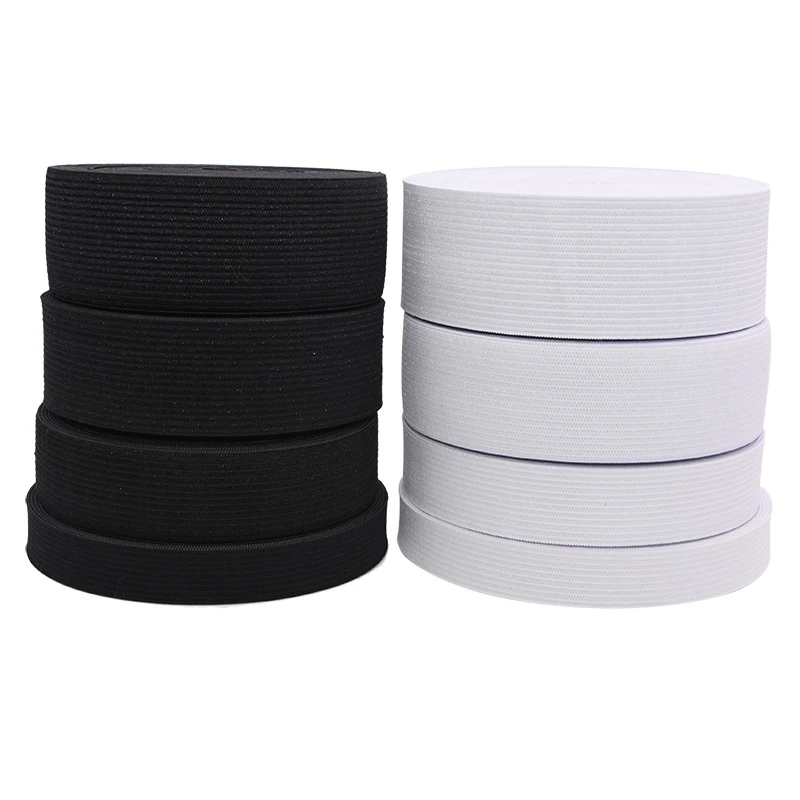 10 Yards Flat Elastic Band White Black Rubber Tape Sewing DIY Crafts Garment Clothing Accessories Strechable Bands Ribbon Cords