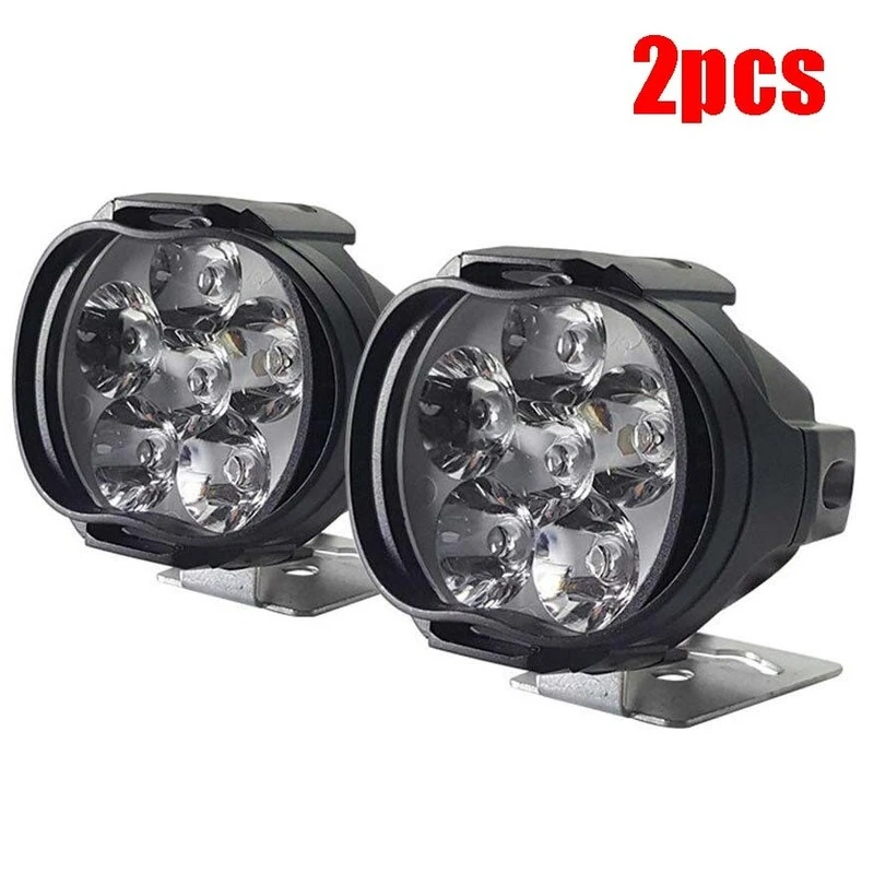 2pcs 6 LED Headlight  for Motorcycle Spotlights  Lamp Vehicle 6LED Auxiliary Headlight Brightness Electric Car Light