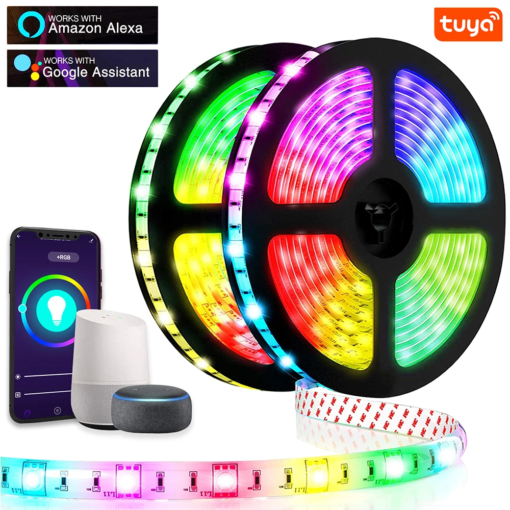 LED Strip Light Alexa WIFI Voice Control Tuya Smart Lamp RGB 5050 12V Flexible Tape Waterproof Luces For Festival Tira Home Luz