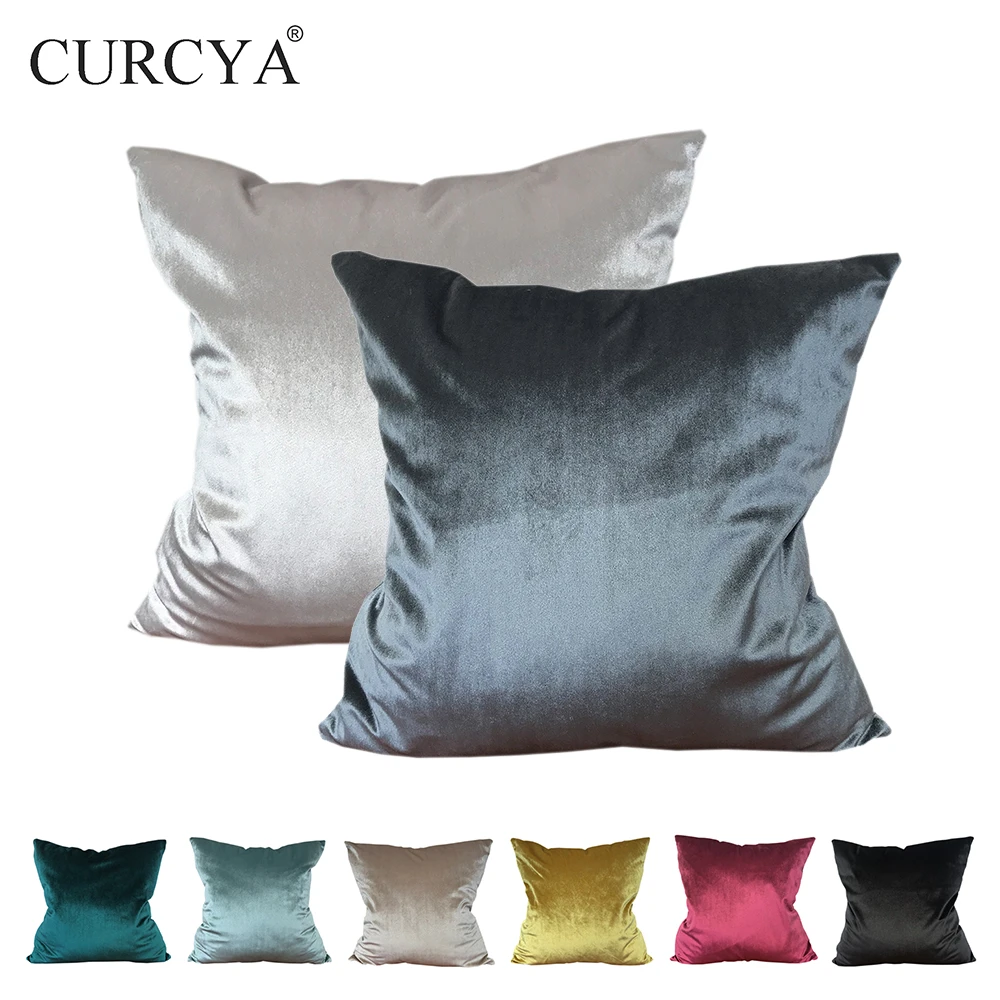 CURCYA Comfortable Velvet Throw Pillow Covers Big Large Soft Decorative Waist Sofa Cushion Case Solid Colors Christmas Gift