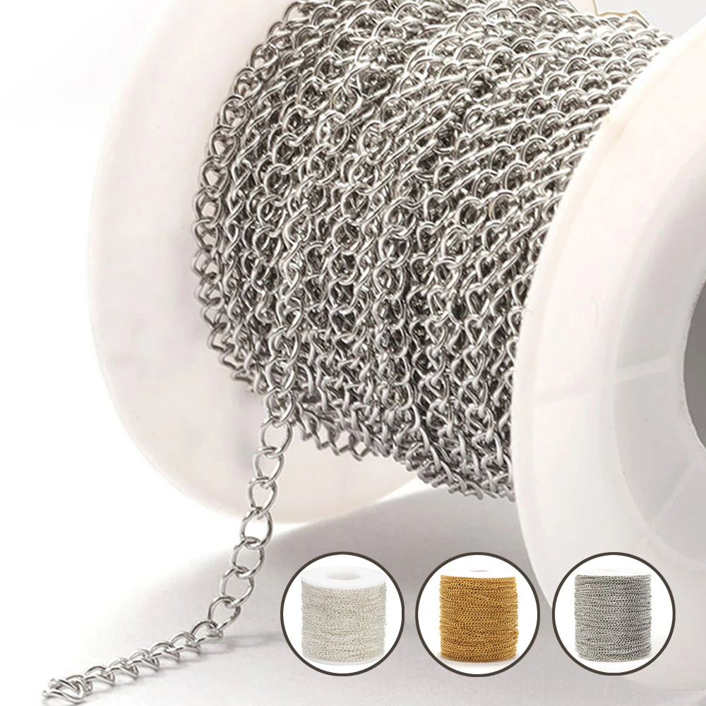 10meters/roll Stainless Steel Chains 2/3/5mm Gold Necklace Chains For Bracelet Extension Chain DIY Jewelry Components No Fade