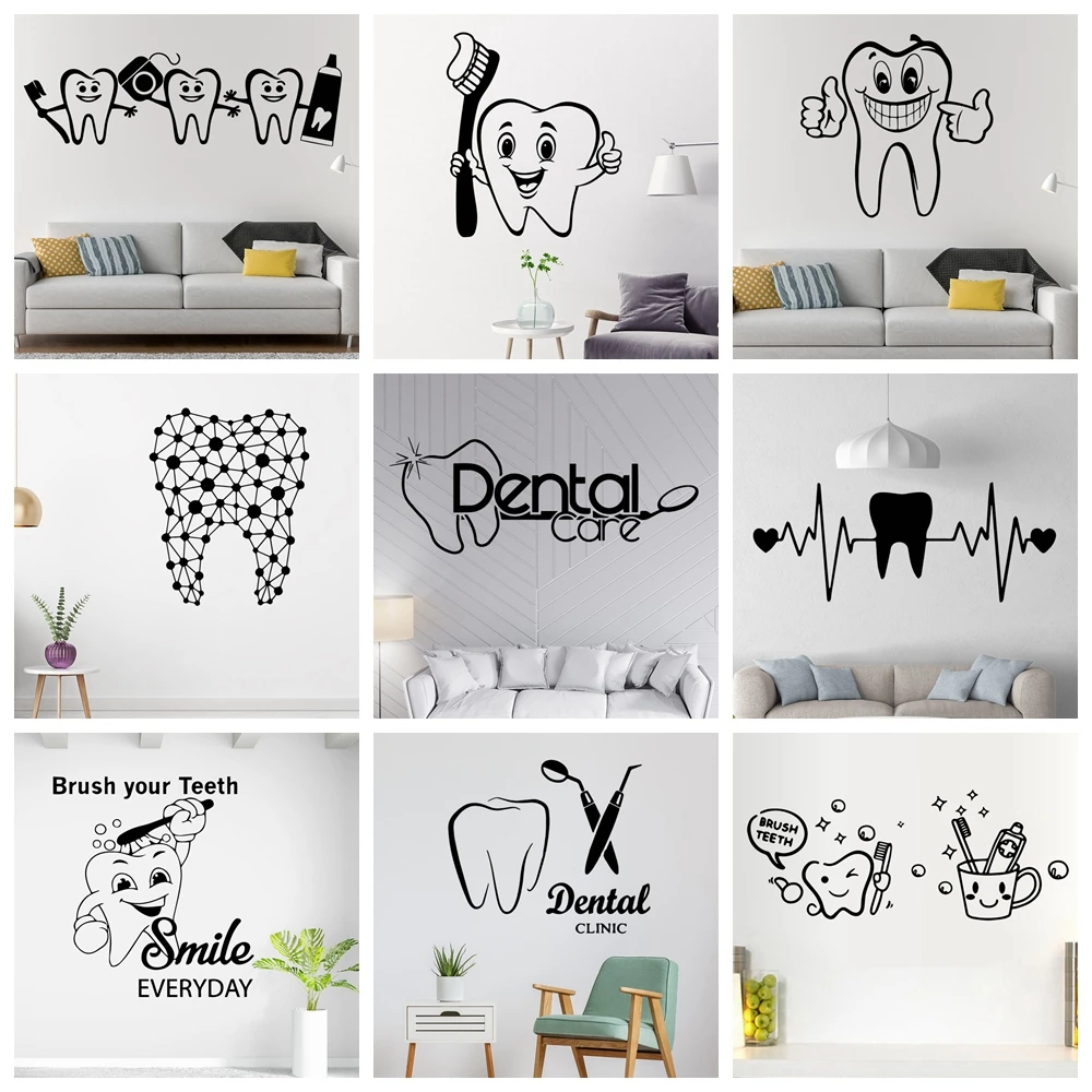 Dentist Tooth Vinyl Wall Stickers Teeth Decals For Living Room Dental Shop Decoration Hospital Dentist Store Wallstickers