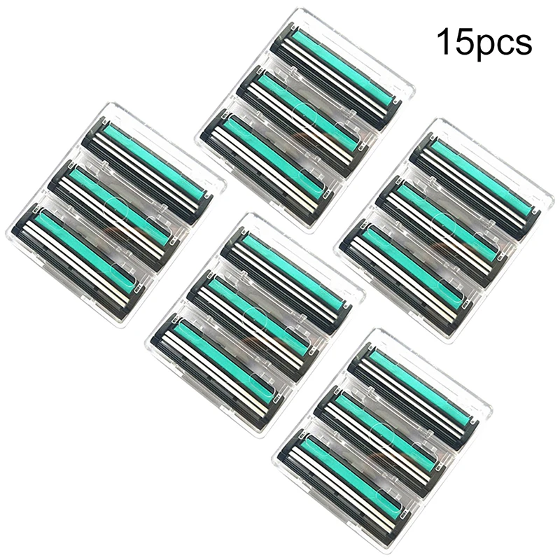 15Pcs/Set New Handle Shaving Razor Replaceable Safety Razor Double Blades Travel Set