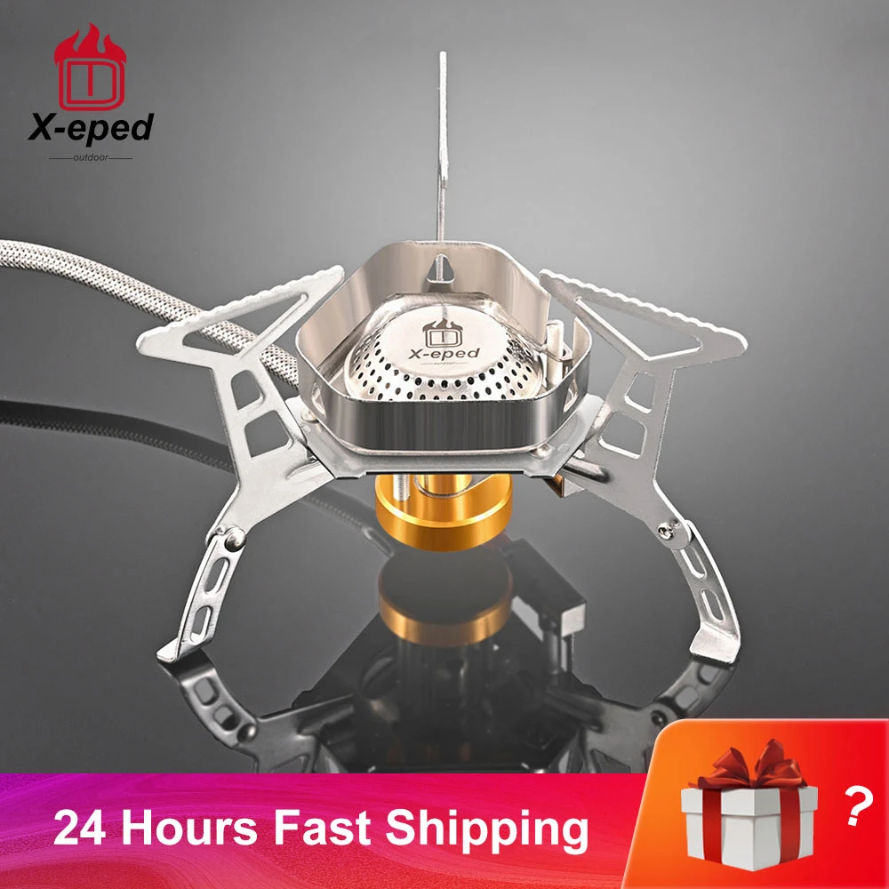 X-eped Outdoor Gas Burner Windproof Camping Stove Portable Folding Ultralight Split Lighter Tourist Equipment For Hiking