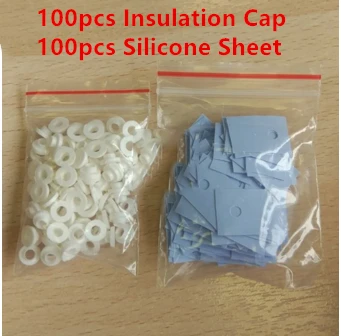 100Pcs TO-220 Transistor Plastic Insulation Washer + 100Pcs TO-220 Isolated Silicone Pad Sheet Strip